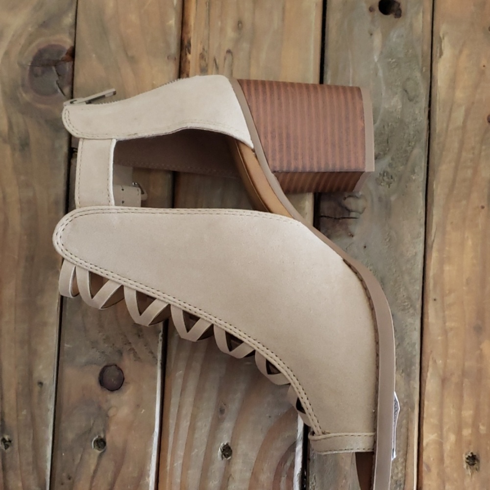 New Soda criss cross Peep toe Booties wood - Picture 4 of 7